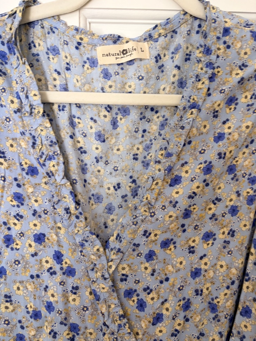 NATURAL LIFE Light Blue Floral Wrap Mini Dress - Picture 2 of 3
